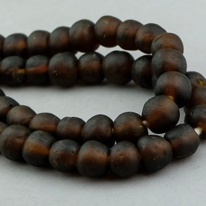 50 - Recycled Glass Beads. 14mm Opaque root beer African Beads. Sea Glass Beads. SKU-RG14-74