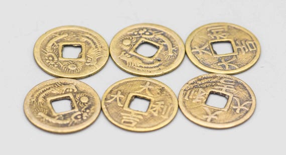 6 Ching Coins Quality Brass Reproduction Coins 24mm PEN-68-B