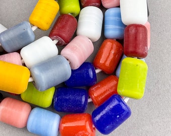 Java Glass Beads Mixed Colors. 10x12mm Large Hole Tube Beads TBW-227