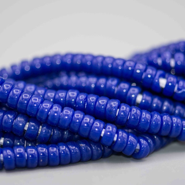 190 Glass Roller Beads. 6mm Cobalt Navy Small Pony beads with Large Hole. SG-58