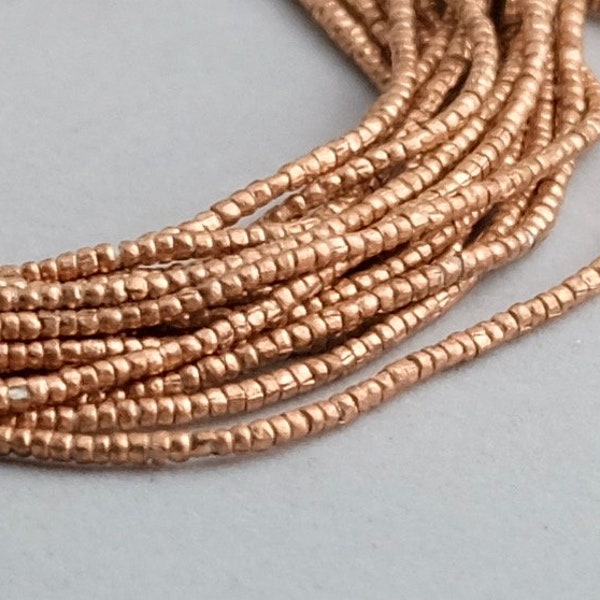 600 Tiny Copper Beads. Solid Copper Ethiopian Heishi Beads. SKU-MB-23-C