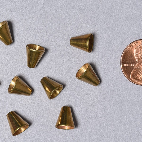 20 brass 9mm Bead Cap Cones. FMB-108