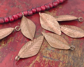 Solid Copper Leaf Pendant. Handmade Raw Copper Charm. PEN-43-A