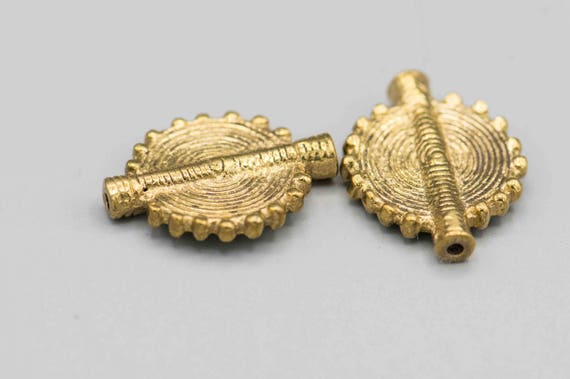 Ashanti African Brass Trade Beads 28x22mm set of 2 SKU-PEN-50