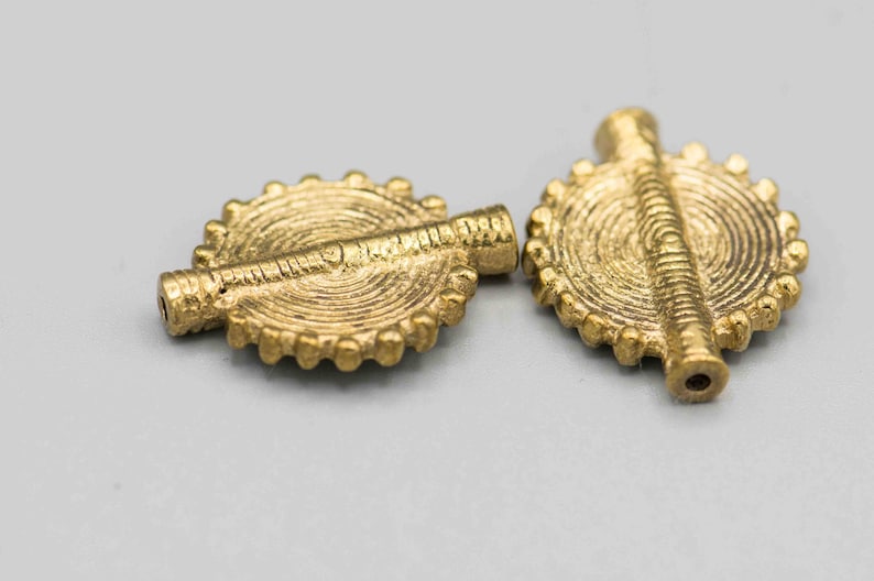 Ashanti African Brass Trade Beads 28x22mm set of 2 SKU-PEN-50 image 1