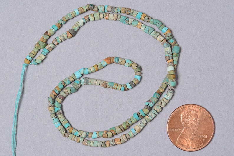 2.5mm Afghani Rustic Turquoise Tube Beas Natural Turquoise Heishi beads GM-309
