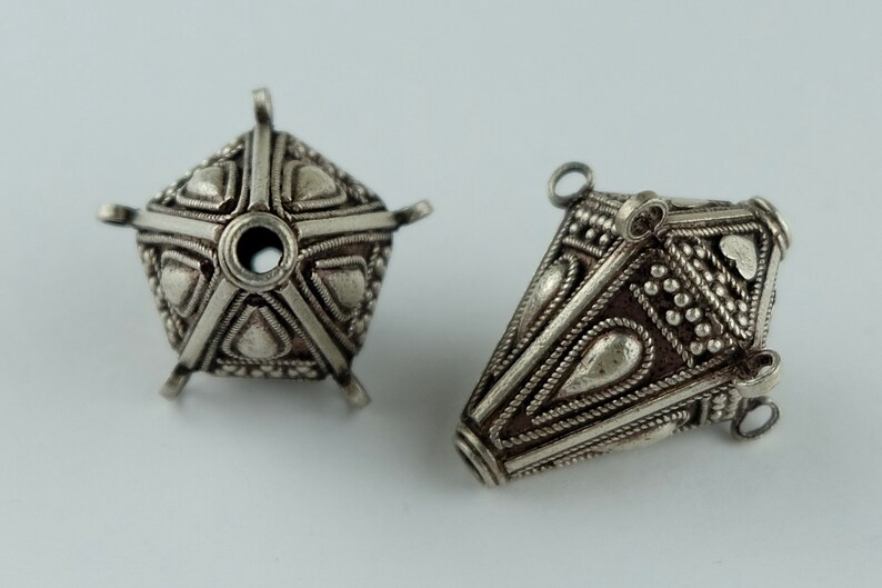36x31mm Silver Trade Beads Vintage Silver Beads from India SKU-TB-713