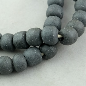 50 Recycled Glass Beads. 12-13mm Opaque gray African Glass Beads.  SKU-RG14-62