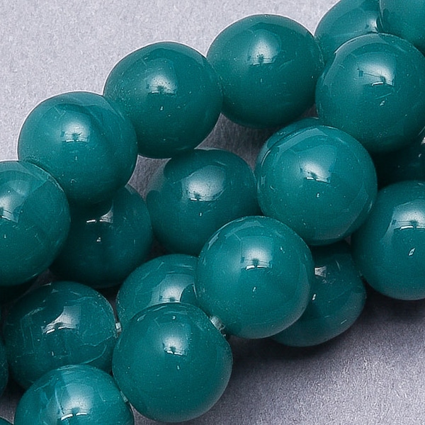 200 Teal Green Glass Beads. 7mm Hand Made Round Glass Beads. SG-46