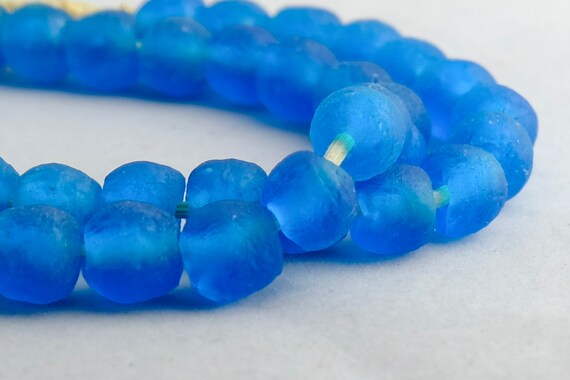 SG-45 7mm Organic glass Beads 200 Blue Glass Beads