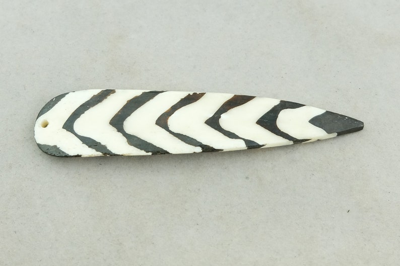 Long Batik Bone Feather Pendant from Kenya BONE-18