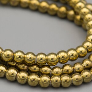Smooth Matte Brass Beads 5x6mm Round Beads 125 beads on 24&quot; Strand Jewelry Supplies SKU-MB-18-B