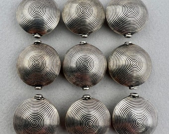 One Karen Thai Silver Bead. Big Handmade Silver Disc bead. TB-3392