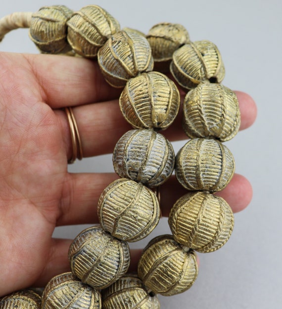 20 Brass Filigree Globe Beads 28 x 15 mm, African Brass Beads, African  Jewelry and Jewelry Making Supplies, Made in Ghana