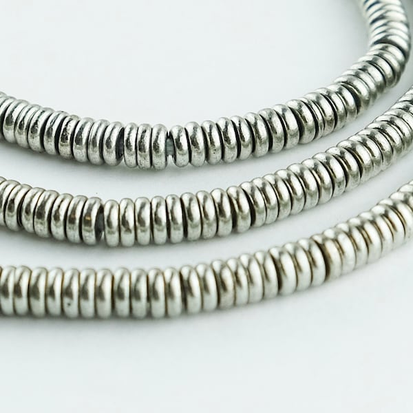 Kenya White Metal Heishi beads - The Bead Chest
