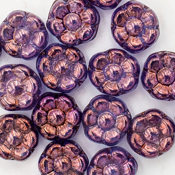 100 Czech Glass Flower Beads. 7mm Hibiscus Hawaiian Flower Czech Beads. CZ-477