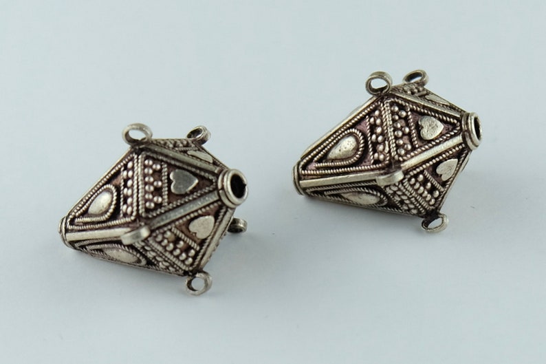 36x31mm Silver Trade Beads Vintage Silver Beads from India SKU-TB-713