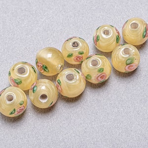 RESERVED FOR Leslie Only 10 Czech Pale Yellow Flower Lampwork Beads. CZ-49