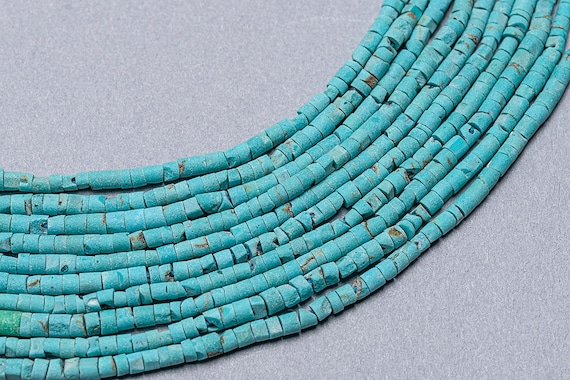 Tiny Natural Turquoise Beads. 1.5mm Heishi Tube Turquoise Beads