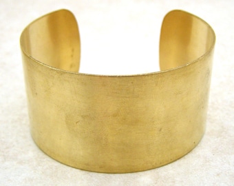 2 Solid Yellow Brass 22 Gauge 1.25 Inch Wide Cuff Bracelets. BB-30