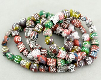 Vintage Colored Clay Decorative Beads From Africa