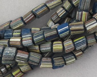 Java Gooseberry Beads. Black handmade striped ethnic beads. GLS-104