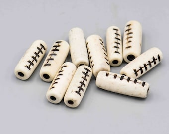 10 Hand Carved Bone Beads 24x8mm Boho Tribal Trade Beads SKU-BONE-2