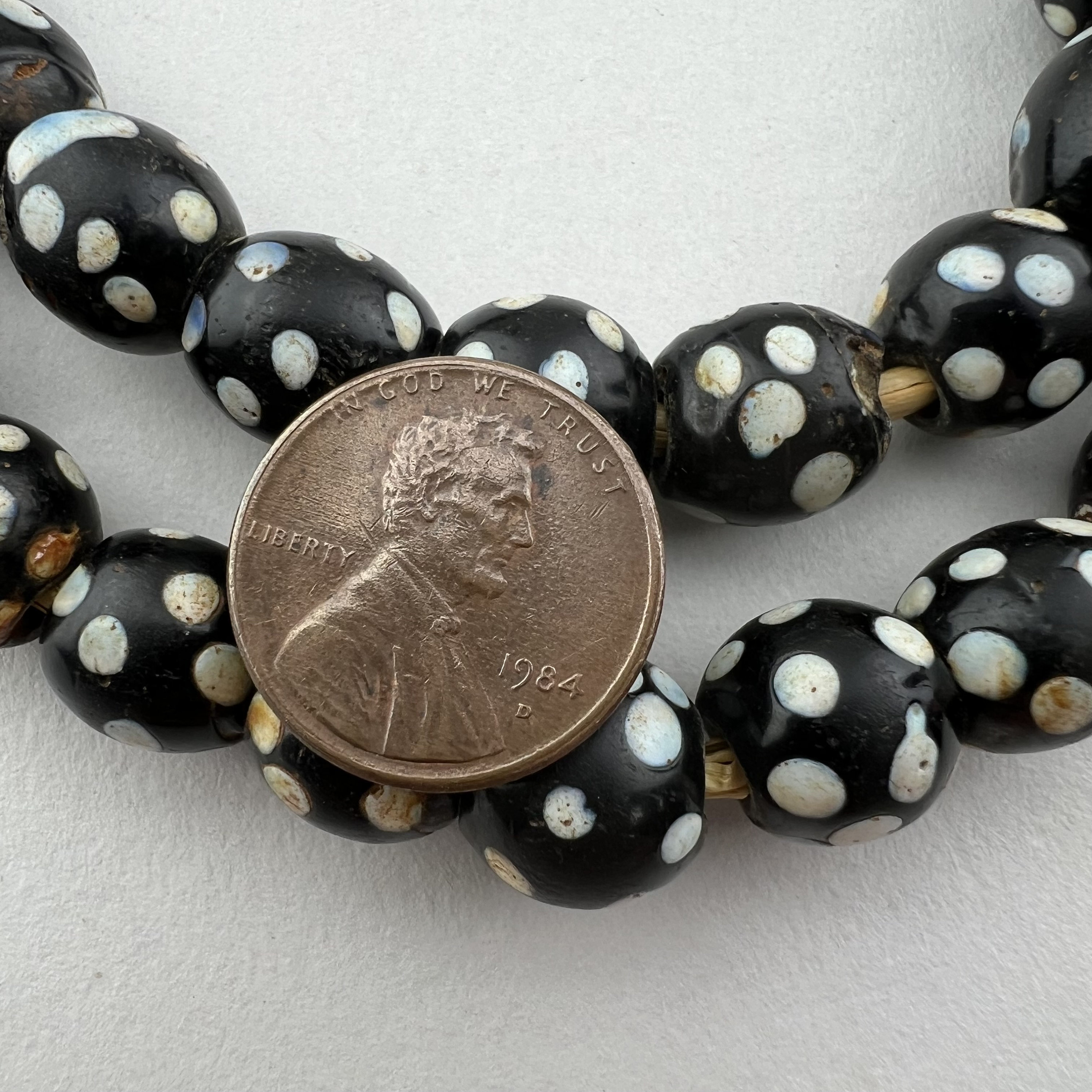 Antique Venetian Skunk Beads. African Trade Eye Beads Black With 