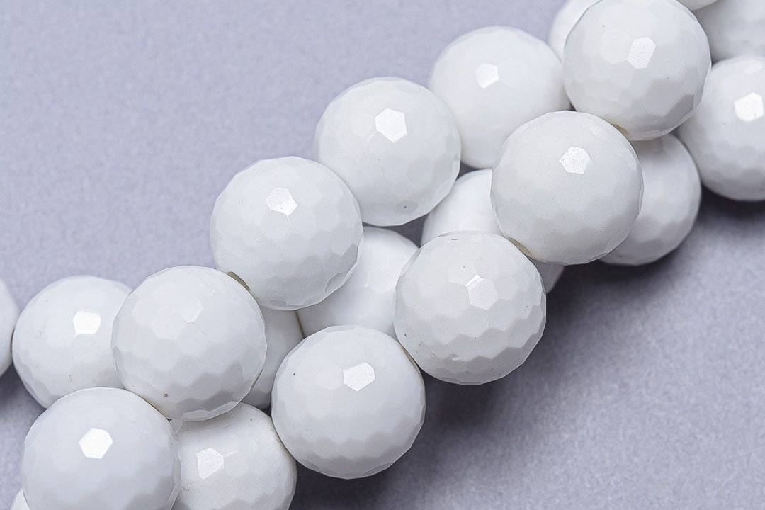 Natural White Marble Beads. Gemstone 12mm White Marble Stone Beads. GM