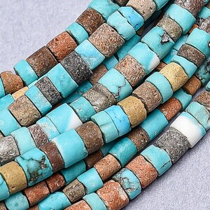 Natural Turquoise Heishi beads. 2mm Afghani Turquoise Tube Beads. GM-352