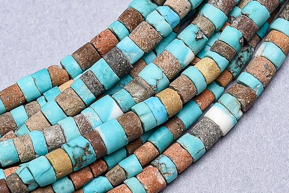 Natural Turquoise Heishi Beads. 2mm Afghani Turquoise Tube Beads