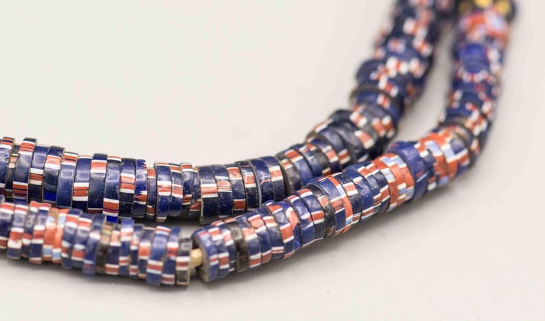 Antique Aja Chevron Venetian African Trade Beads 1x7mm 22Strand TB-172