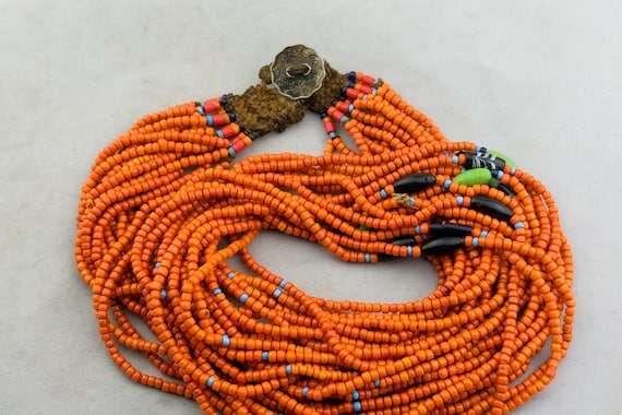 Naga Konyak Vintage Nagaland Multistrand Bead Nec… - image 1