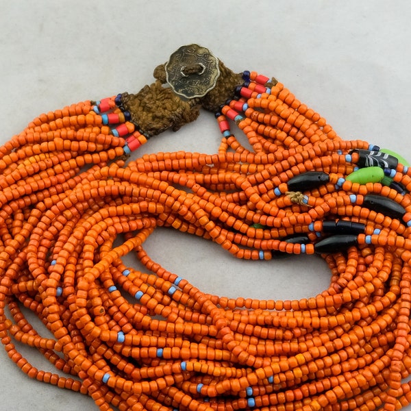 Naga Konyak Vintage Nagaland Multistrand Bead Necklace. TB-1044