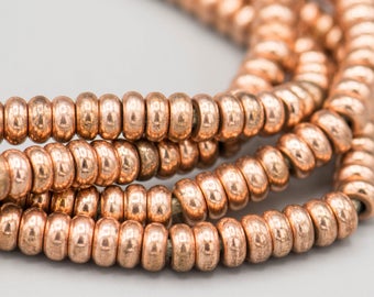 250 Copper Rondelle Beads. Big hole 5mm  Copper Beads. MB-48-C