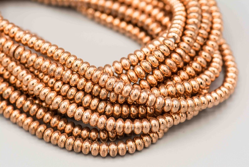 184 Copper Rondelle Beads. 6mm Big Hole Copper Beads. MB-49-C | Etsy
