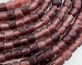 Java Tradewind Beads.  Small Matte Plum Mauve Colored Glass Java Beads. GLS-141