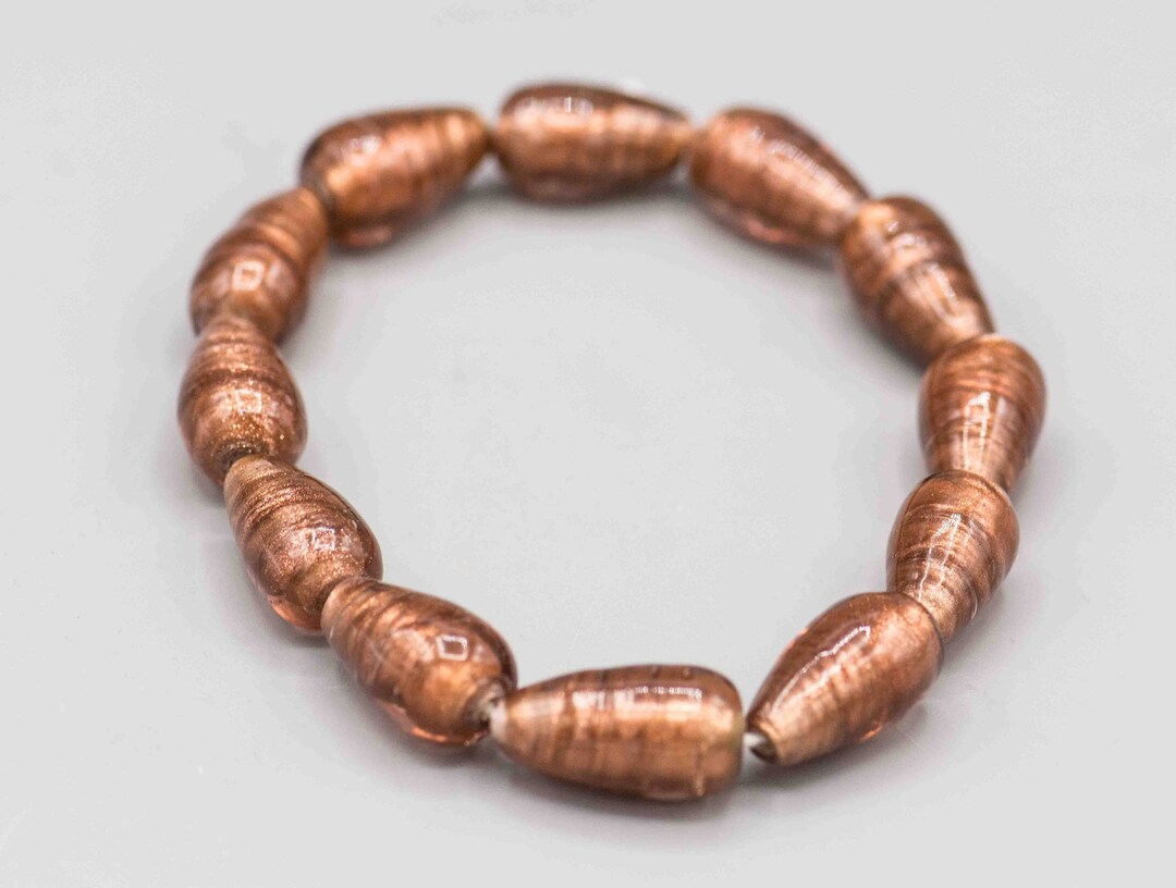 Rose Gold Artisan Made Glass Teardrop Beads 18x12mm 12 Beads on 8 ...