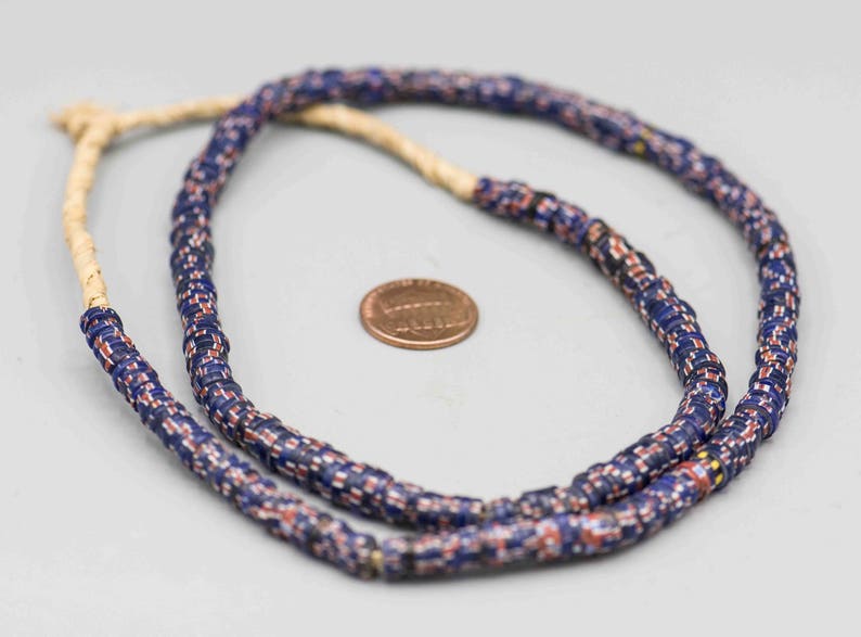 Antique Aja Chevron Venetian African Trade Beads 1x7mm 22Strand TB-172