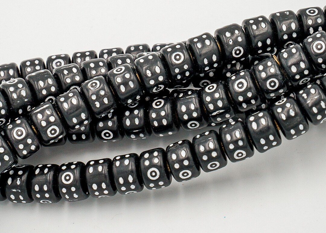 Black Resin Eye Beads. African Protective Eye Roller Beads. TBW