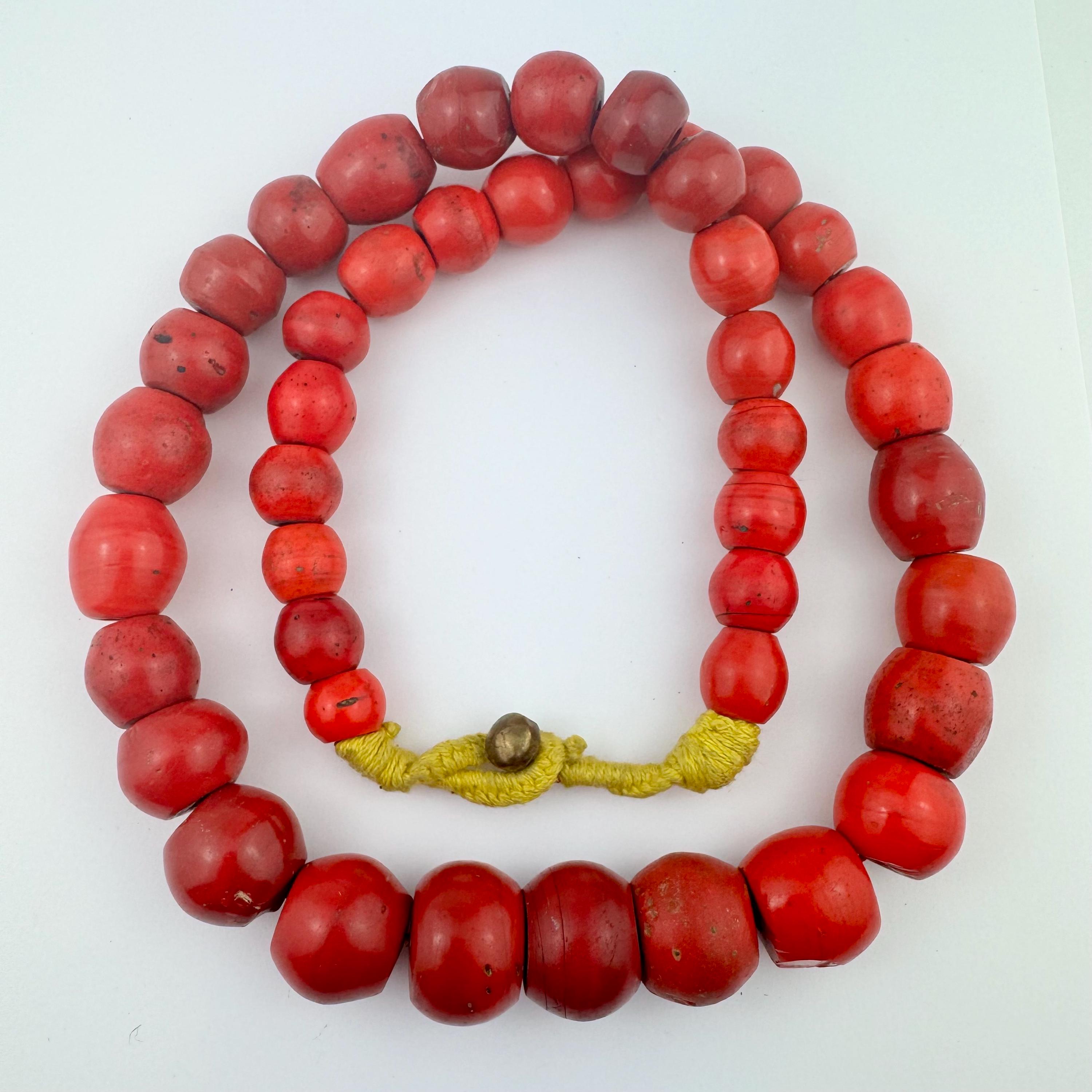 Old Tibetan Sherpa Coral Glass Beads. TB-4540 - Etsy