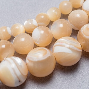 MOP beads. 4,6,8mm Natural Mother of Pearl Round Beads. GM-439