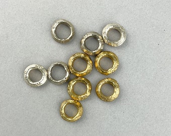 5 Wollo Rings. Silver or Brass African Donut Pendant Beads. FMB-136