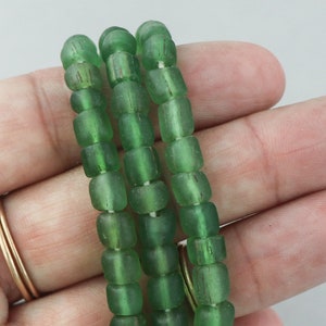 Java Gooseberry Beads. Handmade Transparent Green Small trade bead. GLS-114
