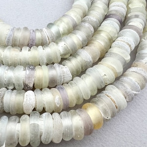 200 Antique Clear White Dogon Donut Beads 9-12mm - African Trade Beads. TBW-136