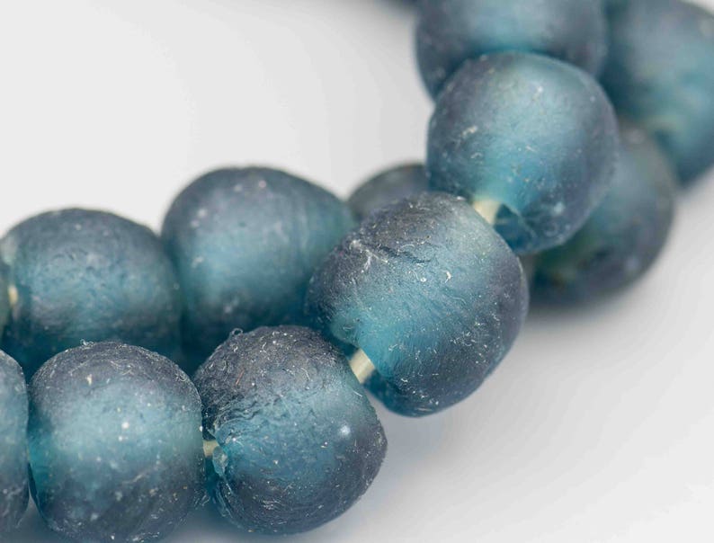 42 Recycled Glass Beads. 14mm Sea glass Beads. SKU-RG14-7 image 0