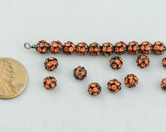 12pc 6mm antique bronze finish copper made rhinestones beads-10546 