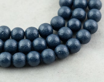 54 Matte Textured Prussian Blue 8mm Glass Beads. GLM-11
