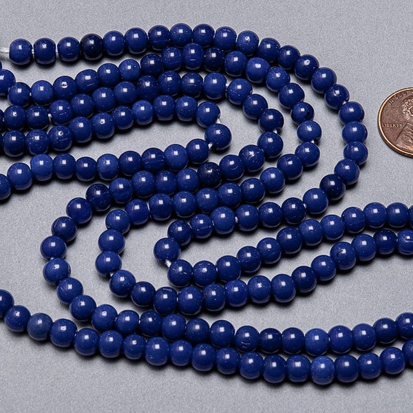 200 Navy Blue Glass Beads. 6-7mm Organic glass Beads. SG-47