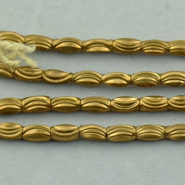 100 Bronze Patterned Rice Metal Beads. 6X3mm Antique Brass Bronze patina Beads. SKU-MB-7-B